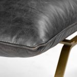 Flavelle II Black Leather Cushion Seat and Solid Iron Base Accent Chair