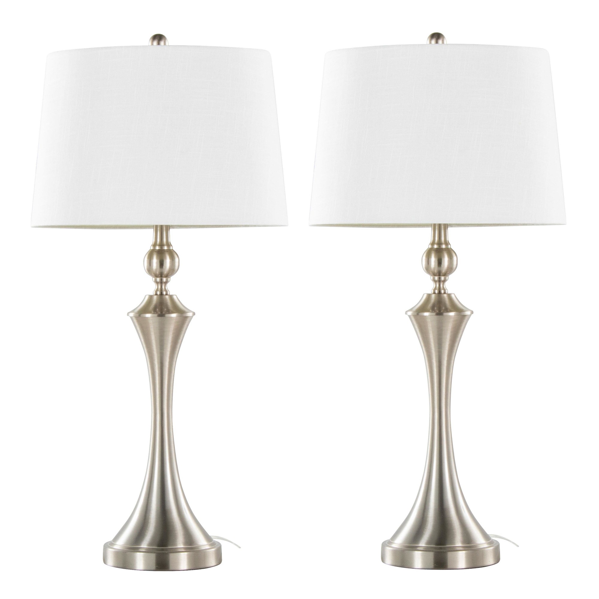 Flint 30 Contemporary USB Metal Table Lamps Brushed Nickel (Set of 2) 3 Flint 30 Contemporary USB Metal Table Lamps Brushed Nickel (Set of 2) - Image 3
