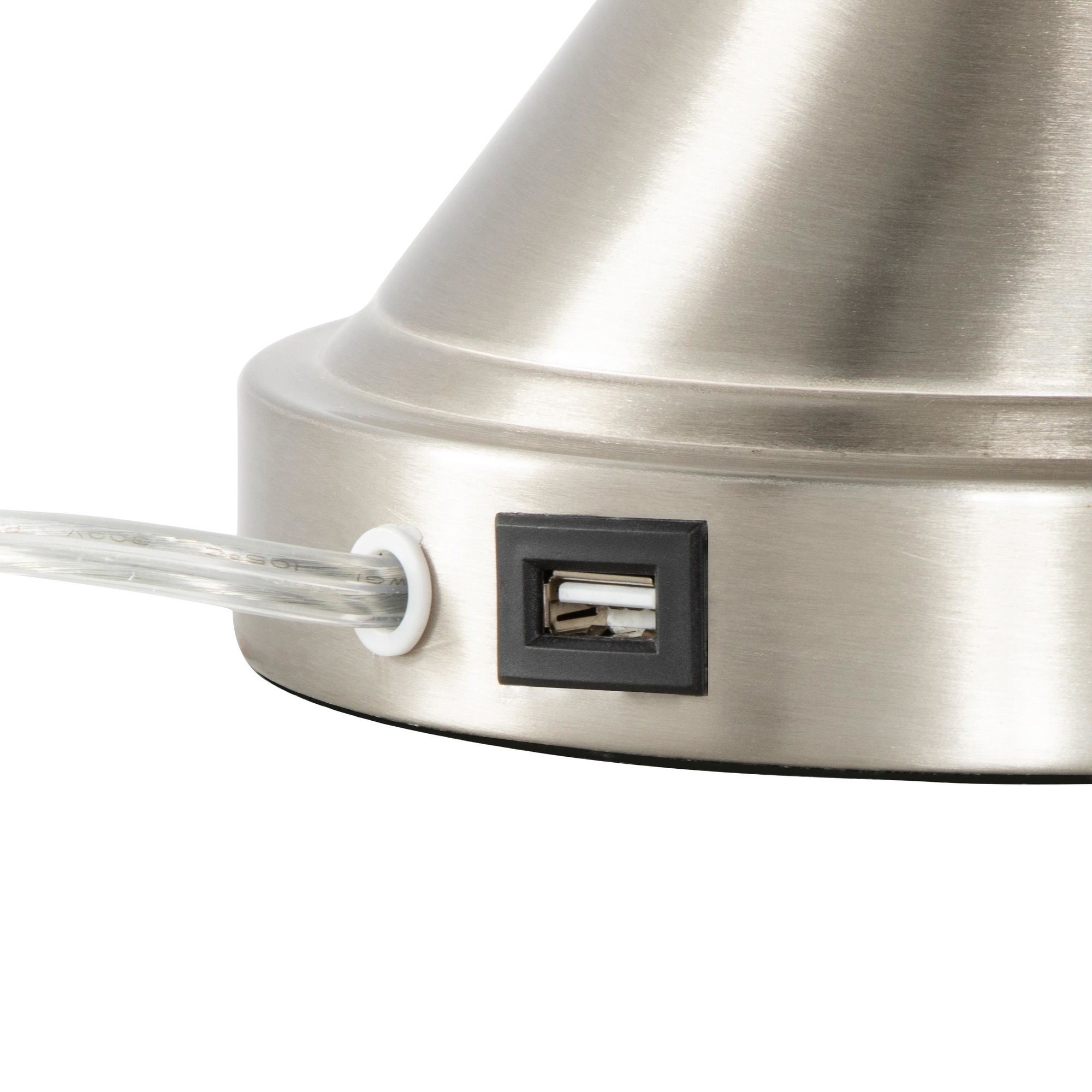 Flint 30 Contemporary USB Metal Table Lamps Brushed Nickel (Set of 2) 8 Flint 30 Contemporary USB Metal Table Lamps Brushed Nickel (Set of 2) - Image 8