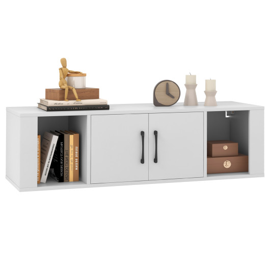 Floating Wall Mounted 2 Door Desk Hutch with Storage Shelves 11 Floating Wall Mounted 2 Door Desk Hutch with Storage Shelves - Image 11