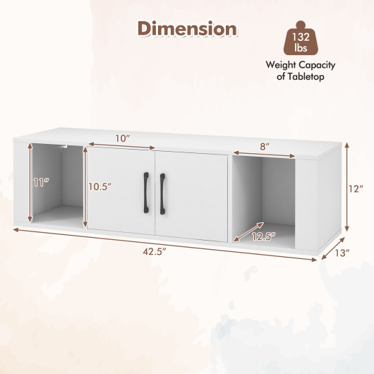 Floating Wall Mounted 2 Door Desk Hutch with Storage Shelves 12 Floating Wall Mounted 2 Door Desk Hutch with Storage Shelves - Image 12