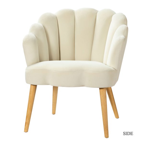 Flora Ivory Velvet Scalloped Barrel Accent Chair