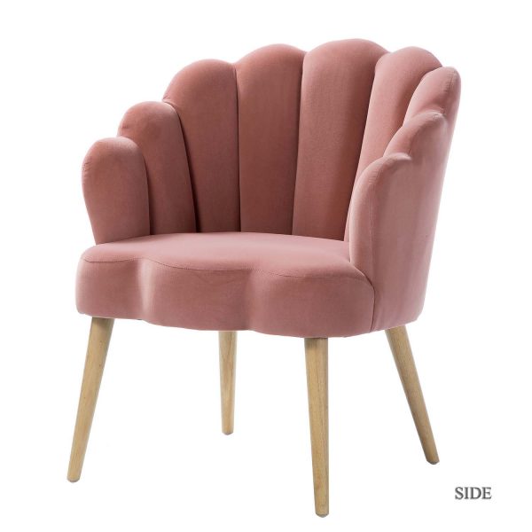 Flora Pink Velvet Scalloped Barrel Accent Chair