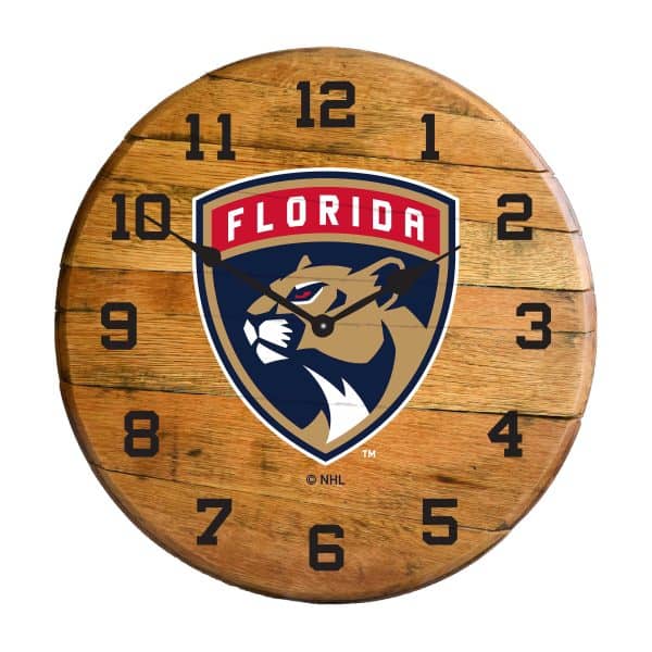 Florida Panthers Oak Barrel Clock 1