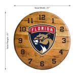 Florida Panthers Oak Barrel Clock 4 Florida Panthers Oak Barrel Clock