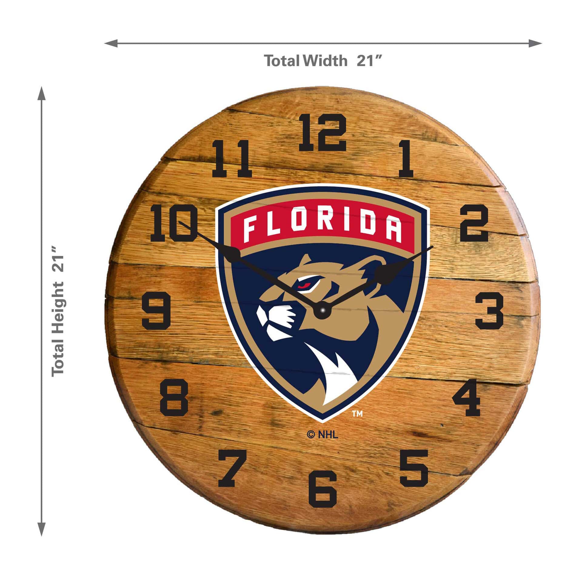 Florida Panthers Oak Barrel Clock 1 Florida Panthers Oak Barrel Clock