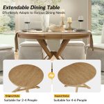 Floyd Oak Extendable Round Dining Table with Wood Legs