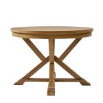 Floyd Oak Extendable Round Dining Table with Wood Legs