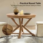 Floyd Oak Extendable Round Dining Table with Wood Legs