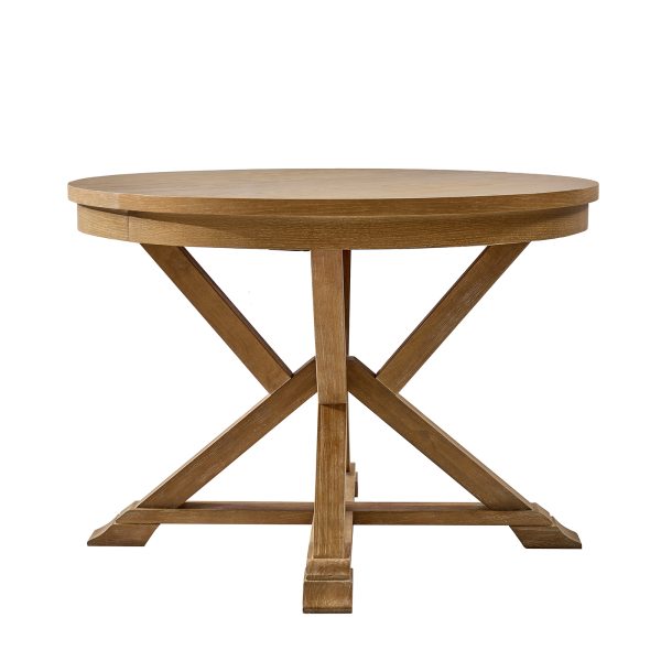 Floyd Oak Extendable Round Dining Table with Wood Legs