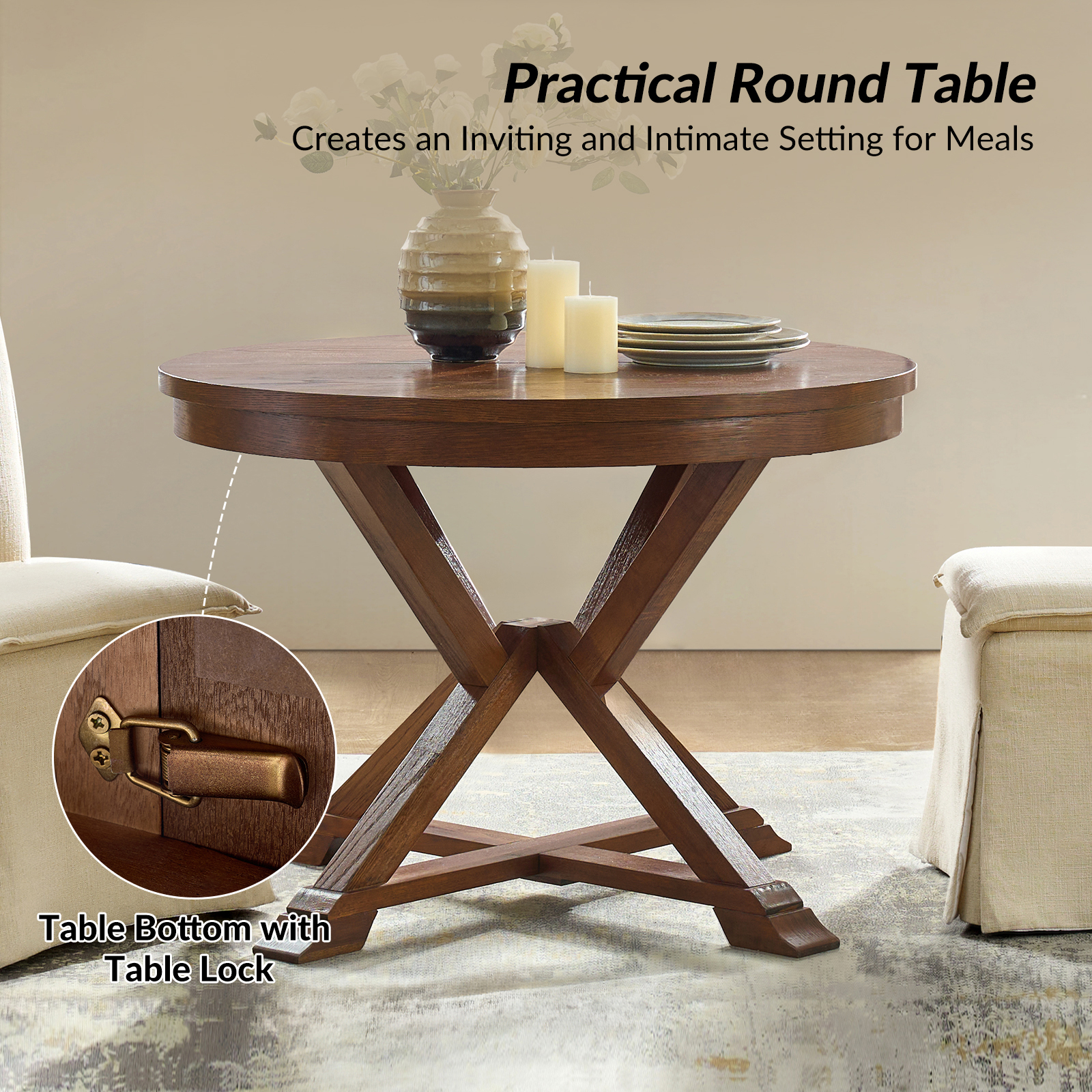 Floyd Walnut Extendable Round Solid Wood Dining Table 4 Floyd Walnut Extendable Round Solid Wood Dining Table - Image 4