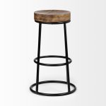 Flynn 26.25" Seat Height Brown Wood Seat Black Metal Frame Stool