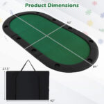 Foldable 10-Player Poker Tabletop with Cup Holders and Carry Bag