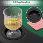 Foldable 10-Player Poker Tabletop with Cup Holders and Carry Bag