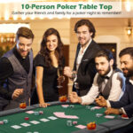 Foldable 10-Player Poker Tabletop with Cup Holders and Carry Bag