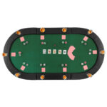 Foldable 10-Player Poker Tabletop with Cup Holders and Carry Bag
