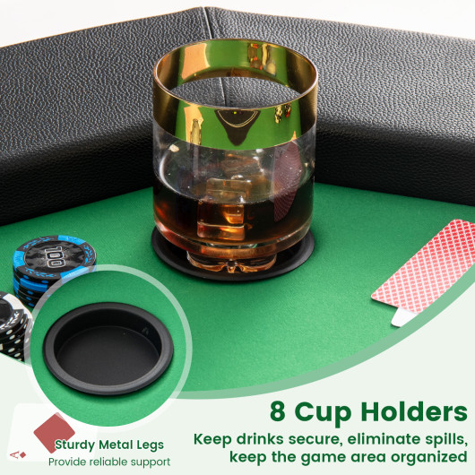 Foldable 48 Inch Poker Table with Padded Rails and Cup Holders 14 Foldable 48 Inch Poker Table with Padded Rails and Cup Holders - Image 14