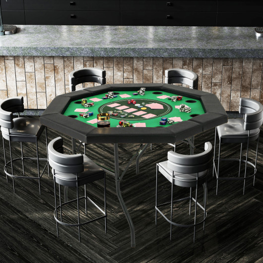 Foldable 48 Inch Poker Table with Padded Rails and Cup Holders 8 Foldable 48 Inch Poker Table with Padded Rails and Cup Holders - Image 8
