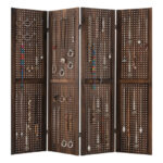 Foldable 5 ft Pegboard Room Divider Privacy Screen (4 Panels)