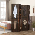Foldable 5 ft Pegboard Room Divider Privacy Screen (4 Panels)