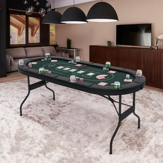 Foldable 72 Inch Poker Table for 8 Players with Cup Holders 15 Foldable 72 Inch Poker Table for 8 Players with Cup Holders - Image 15