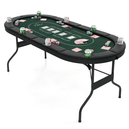 Foldable 72 Inch Poker Table for 8 Players with Cup Holders 18 Foldable 72 Inch Poker Table for 8 Players with Cup Holders - Image 18