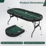 Foldable 72 Inch Poker Table for 8 Players with Cup Holders 40 Foldable 72 Inch Poker Table for 8 Players with Cup Holders