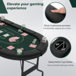 Foldable 72 Inch Poker Table for 8 Players with Cup Holders 42 Foldable 72 Inch Poker Table for 8 Players with Cup Holders