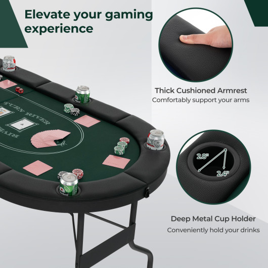 Foldable 72 Inch Poker Table for 8 Players with Cup Holders 21 Foldable 72 Inch Poker Table for 8 Players with Cup Holders - Image 21