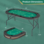 Foldable Poker Table with 8 Cup Holders and Padded Armrests