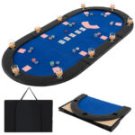 Foldable 10-Player Poker Tabletop with Cup Holders and Carry Bag