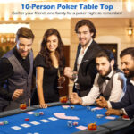 Foldable 10-Player Poker Tabletop with Cup Holders and Carry Bag