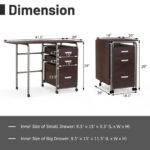 Folding Computer Desk with Drawers and Wheels for Home Office