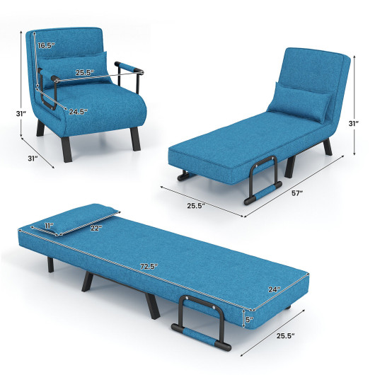 Convertible 6-Position Sofa Chair Lounge Bed with Pillow 5 Convertible 6-Position Sofa Chair Lounge Bed with Pillow - Image 5