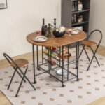 Space-Saving Folding Dining Table and Chair Set with Storage (3-Piece)