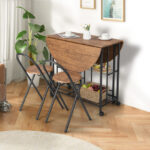 Space-Saving Folding Dining Table and Chair Set with Storage (3-Piece)