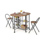 Space-Saving Folding Dining Table and Chair Set with Storage (3-Piece)
