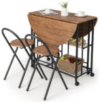 Space-Saving Folding Dining Table and Chair Set with Storage (3-Piece)