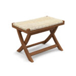 Folding Rattan Ottoman with Teak Wood Frame and Saddle Seat 10 Folding Rattan Ottoman with Teak Wood Frame and Saddle Seat