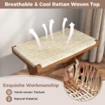 Folding Rattan Ottoman with Teak Wood Frame and Saddle Seat 13 Folding Rattan Ottoman with Teak Wood Frame and Saddle Seat