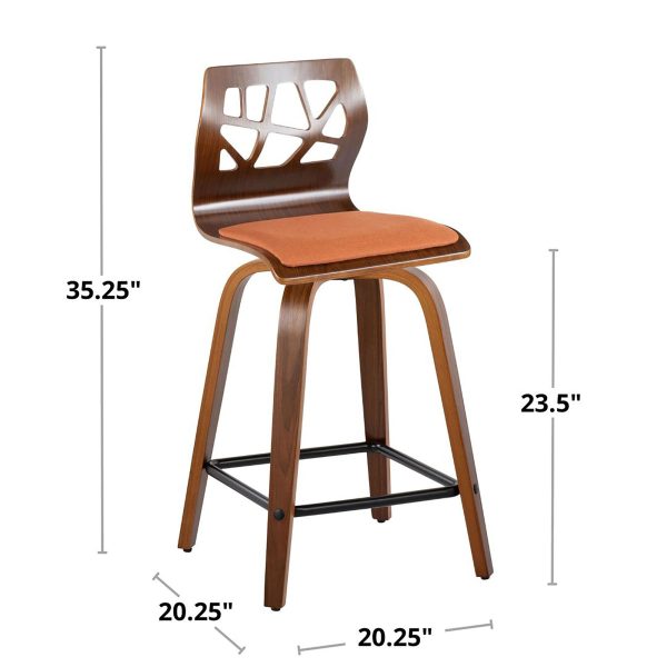 Folia 24 Mid Century Modern Swivel Counter Stool Set of 2 10