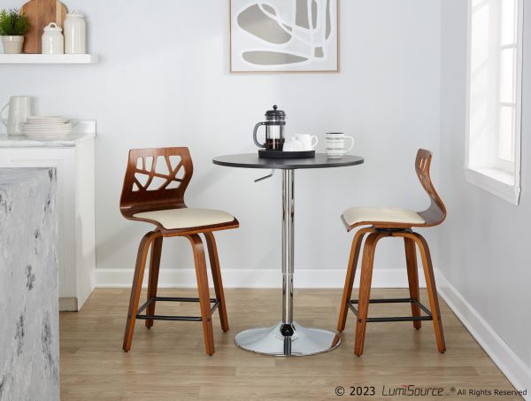 Folia 24 Mid Century Modern Swivel Counter Stool Set of 2 3