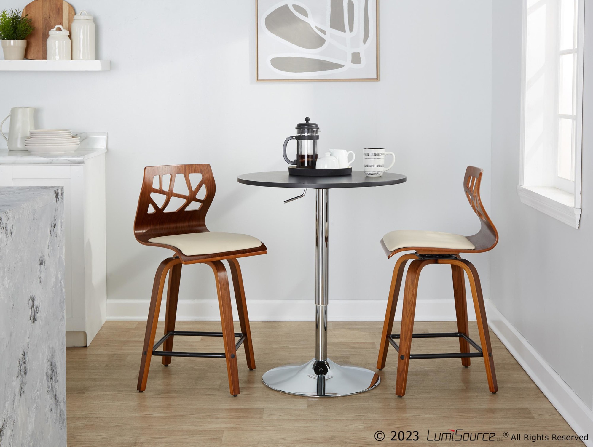 Folia 24 Mid-Century Modern Swivel Counter Stool (Set of 2) 4 Folia 24 Mid-Century Modern Swivel Counter Stool (Set of 2) - Image 4