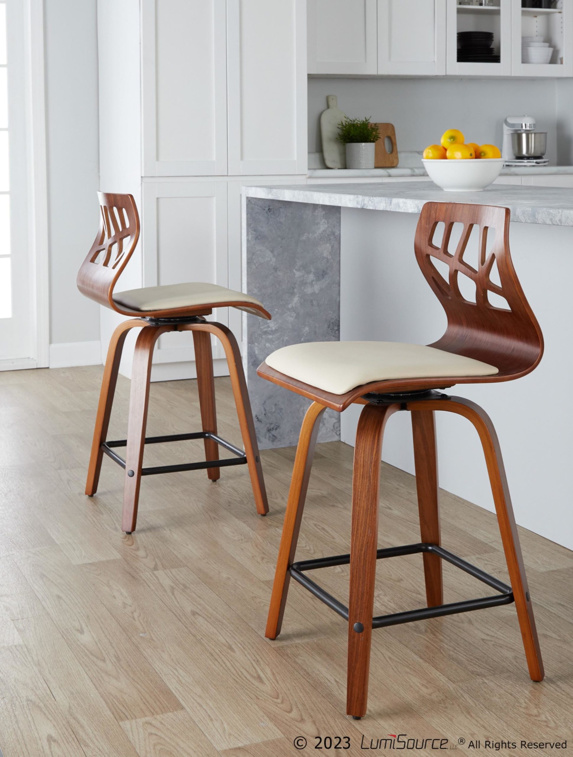 Folia 24 Mid-Century Modern Swivel Counter Stool (Set of 2) 1 Folia 24 Mid-Century Modern Swivel Counter Stool (Set of 2)