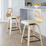 Folia 24 Natural Cream Contemporary Swivel Counter Stools (Set of 2)