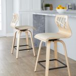 Folia 24 Natural Cream Contemporary Swivel Counter Stools (Set of 2)