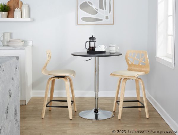 Folia 24 Natural Cream Contemporary Swivel Counter Stools Set of 2 2