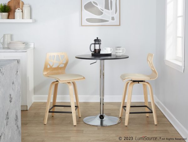 Folia 24 Natural Cream Contemporary Swivel Counter Stools Set of 2 3