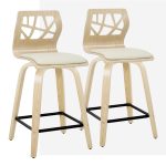 Folia 24 Natural Cream Contemporary Swivel Counter Stools (Set of 2)