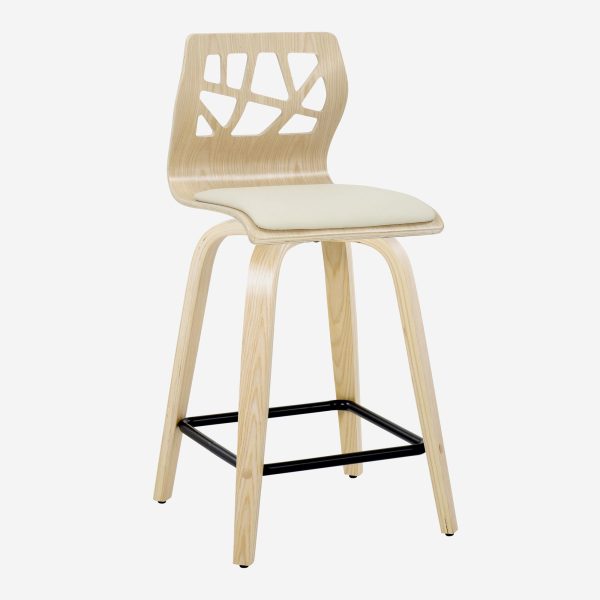 Folia 24 Natural Cream Contemporary Swivel Counter Stools Set of 2 5